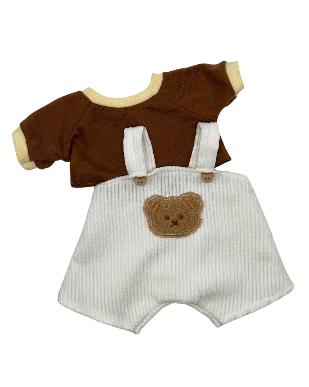 Bear Overalls Set in Brown & White (Outfit Only)