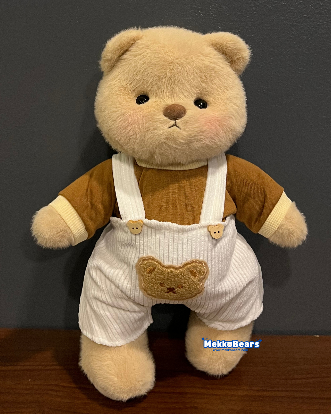 Bear Overalls Set in Brown & White (Outfit Only)