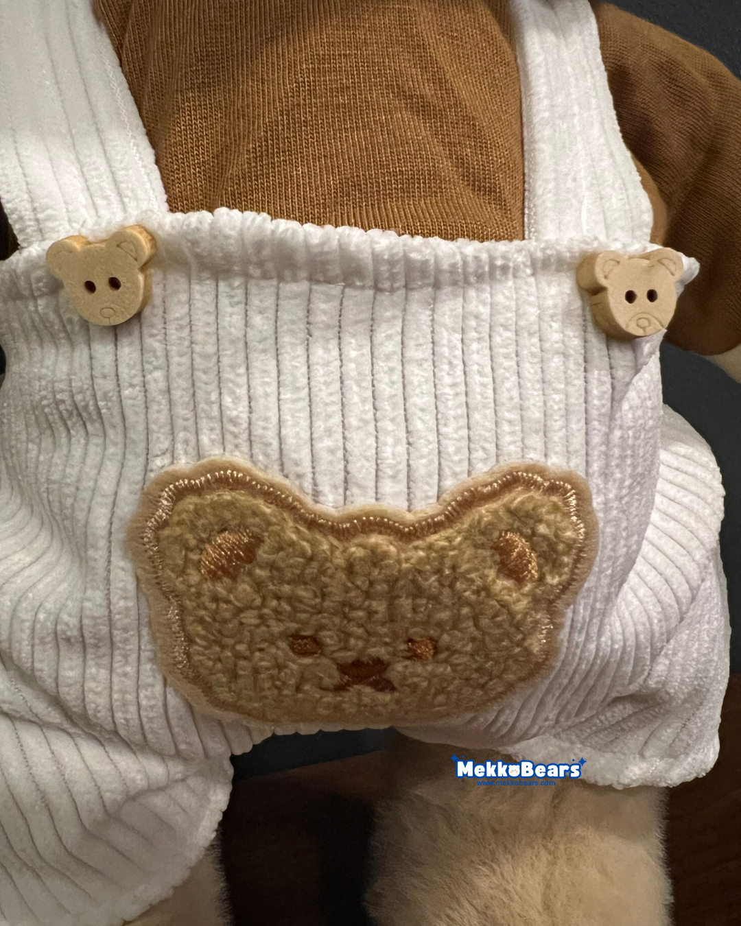Bear Overalls Set in Brown & White (Outfit Only)