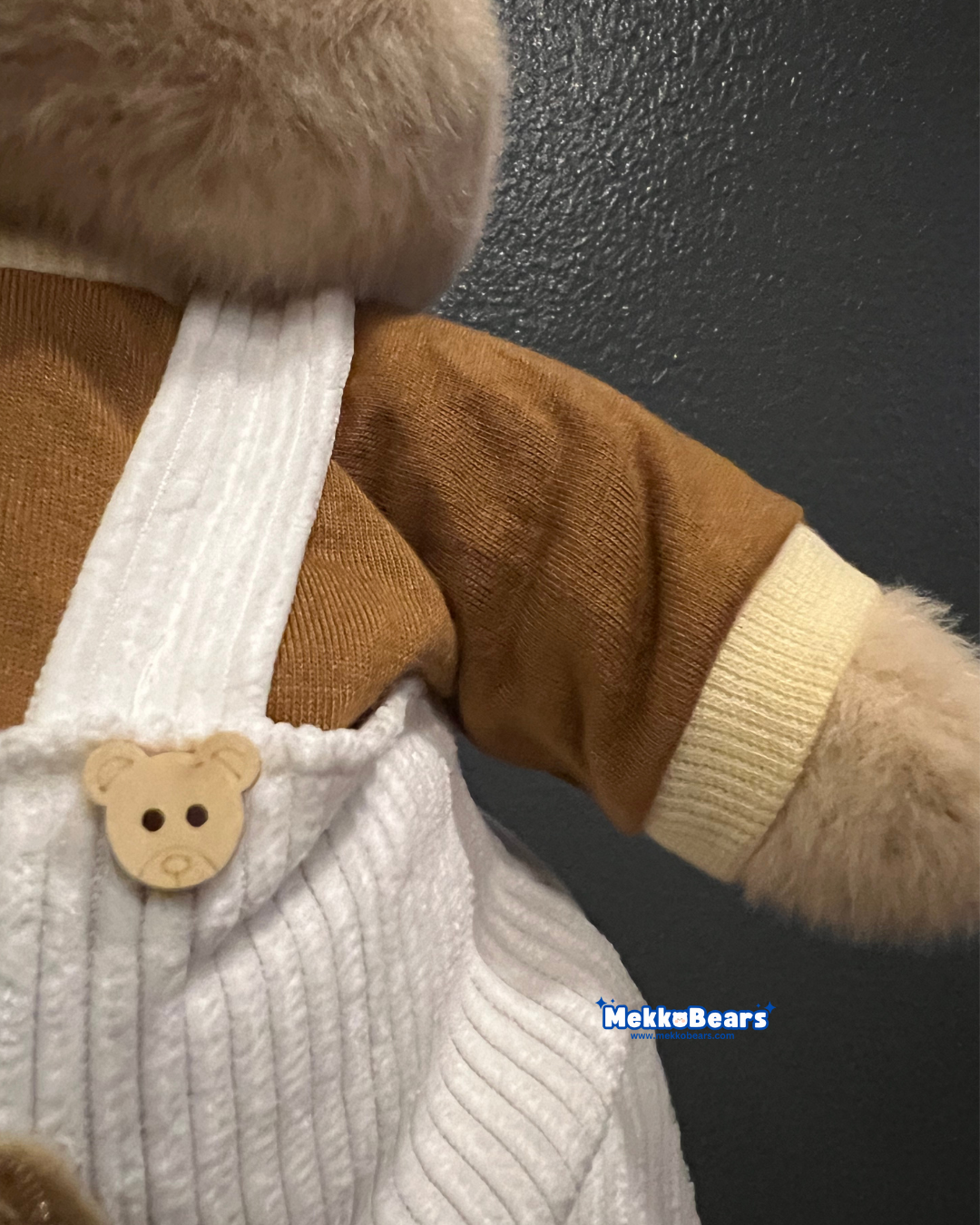 Bear Overalls Set in Brown & White (Outfit Only)