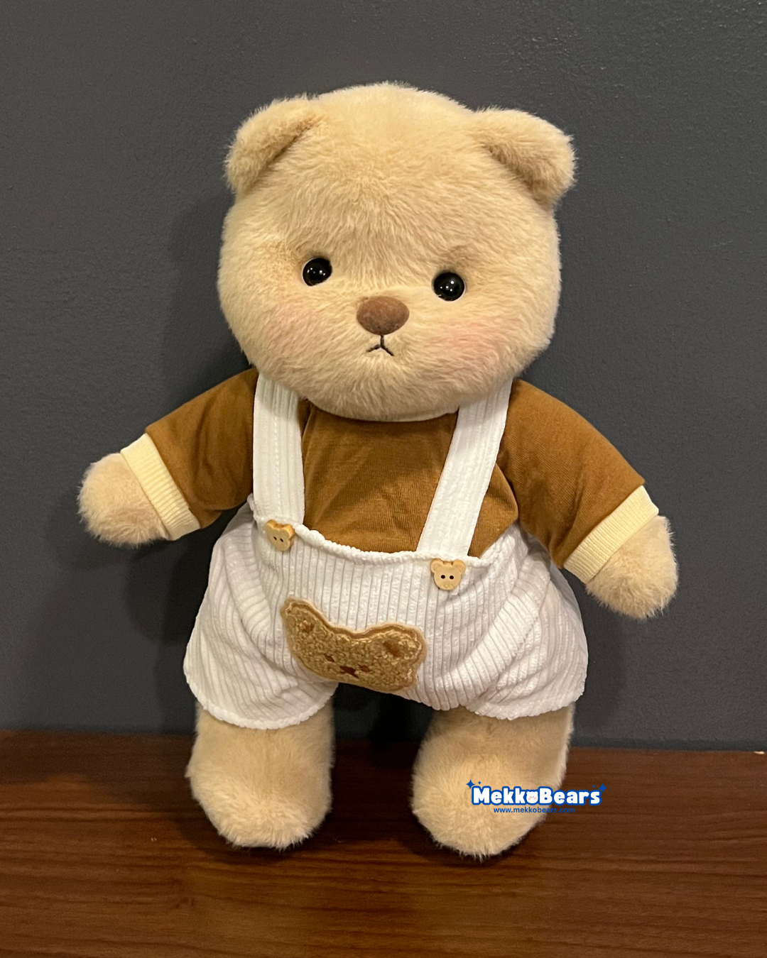Bear Overalls Set in Brown & White (Outfit Only)