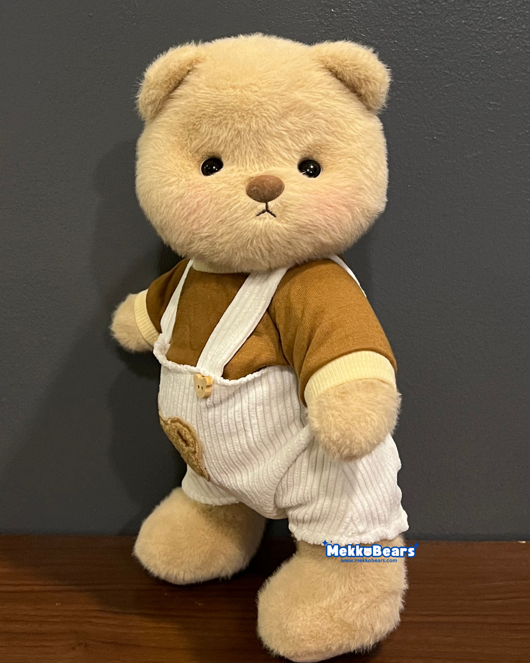 Bear Overalls Set in Brown & White (Outfit Only)