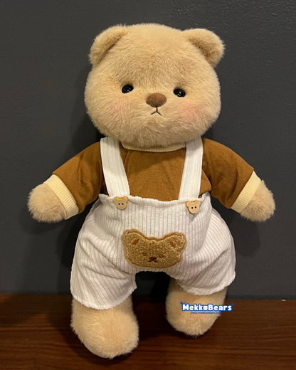 Bear Overalls Set in Brown & White (Outfit Only)