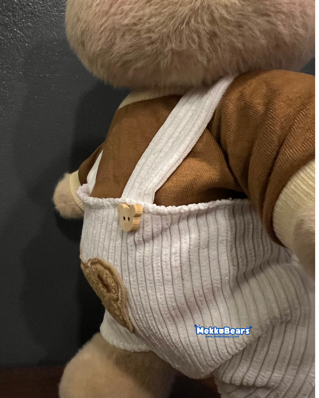 Bear Overalls Set in Brown & White (Outfit Only)