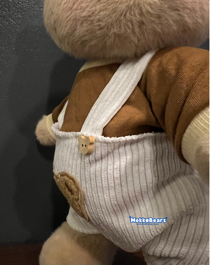 Bear Overalls Set in Brown & White (Outfit Only)